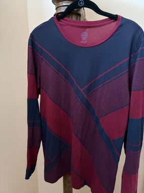 Tory Burch Burgundy and Navy Long Sleeve Tee